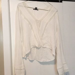 Forever 21 white long sleeve with front cut design